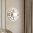 Axyaa High-End Retro Round Bedside Wall Lamp with Milk White Glass Lampshade
