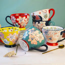 Hand-painted Ceramic Oatmeal Mug, Large Capacity Tea & Coffee Cup by Axyaa