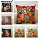 Axyaa Classic Japanese Lady Cushion Cover 45x45cm Home Decor Pillowcase