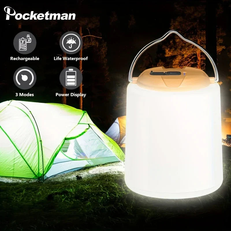 Axya Rechargeable LED Camping Lantern with Hook - Bright, Portable Night Emergency Light