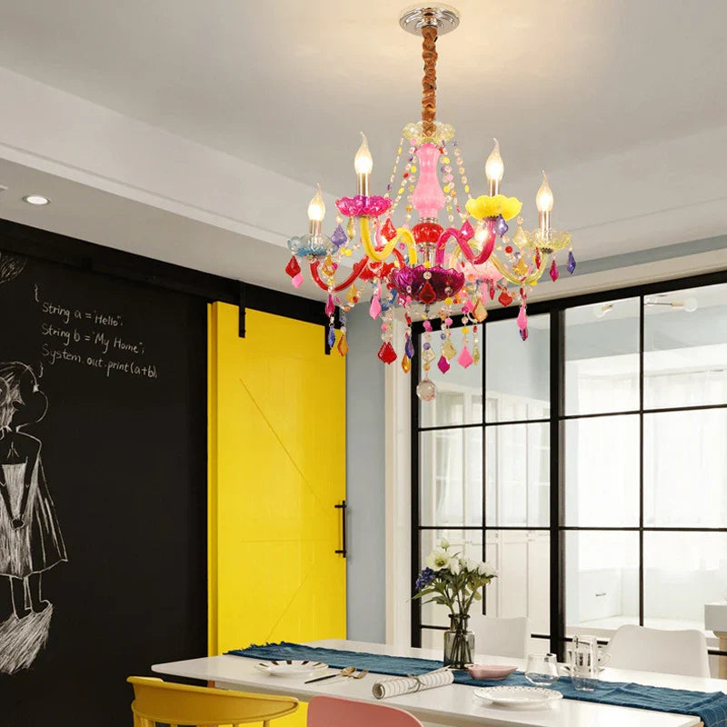 Axyaa Pink Crystal Pendent Lamp for Girls' Room and Luxurious Living Area