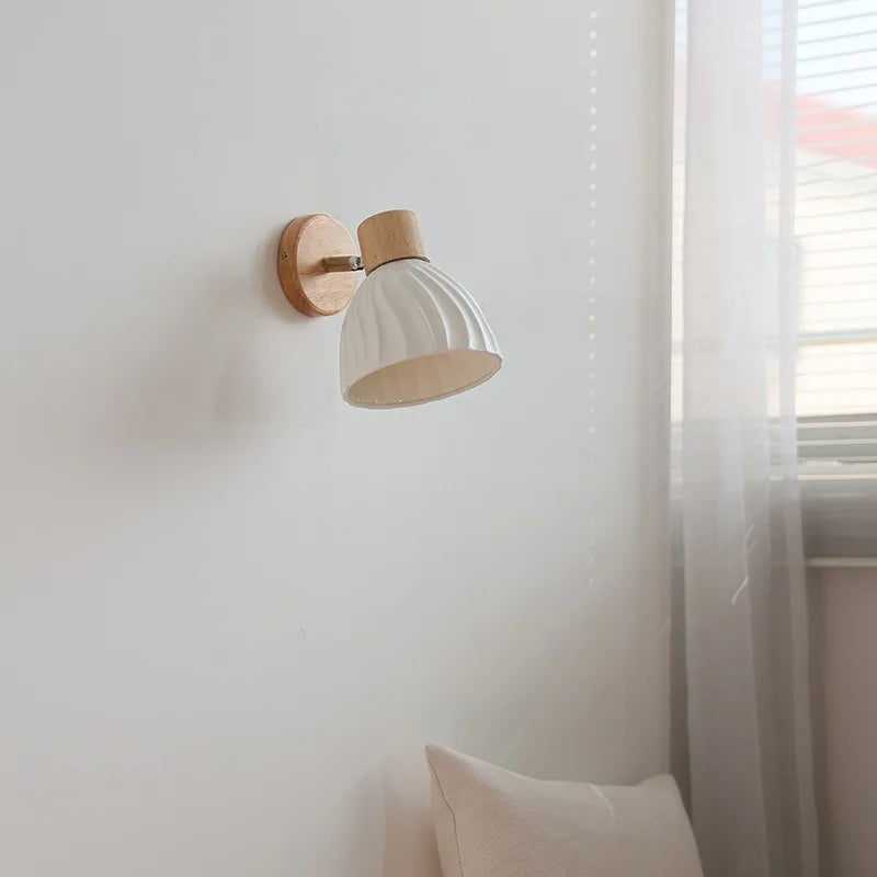 Axyaa Ceramic LED Wall Sconce: Nordic Minimalist White Bedroom Light