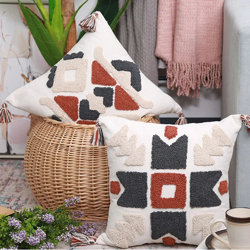 Axyaa Tufted Plush Tassels Cushion Cover for Stylish Home Decor