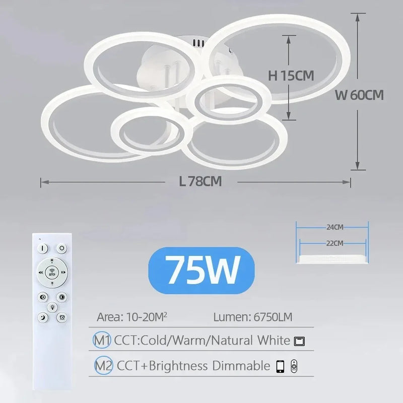 Axyaa Acrylic Circle LED Chandelier Ceiling Light Fixture for Interior Dining Table
