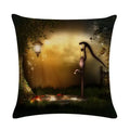 Axyaa Mushroom Fairy Tale Garden Linen Pillowcase for Sofa Seat Decor