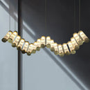 Axyaa Golden Chandelier LED Warm White Dimming Light for Modern Interior Decor