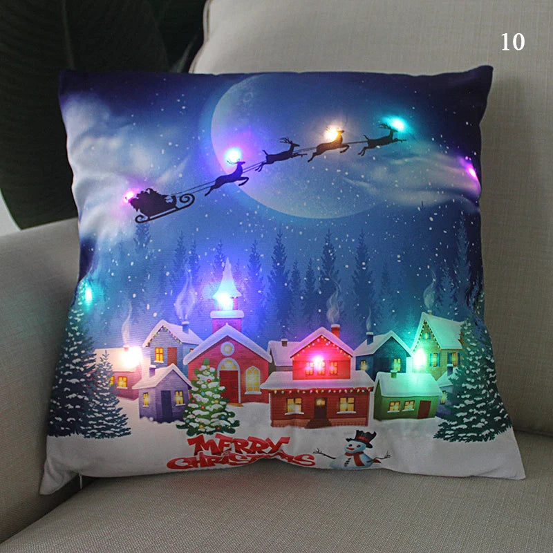 Axyaa LED Santa Claus Cushion Cover: Festive Light-Up Pillowcase for Home Decor