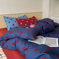Axyaa Retro Dot Mixed Color Duvet Cover Set, Queen Size, Washed Cotton, Skin-friendly