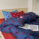 Axyaa Retro Dot Mixed Color Duvet Cover Set, Queen Size, Washed Cotton, Skin-friendly