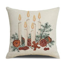 Axyaa Christmas Pinecone Candlestick Linen Print Pillowcase for Home Decor