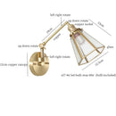 Axyaa Brass Glass LED Wall Sconce, Pull Chain, Rotating Mirror, Vintage Style