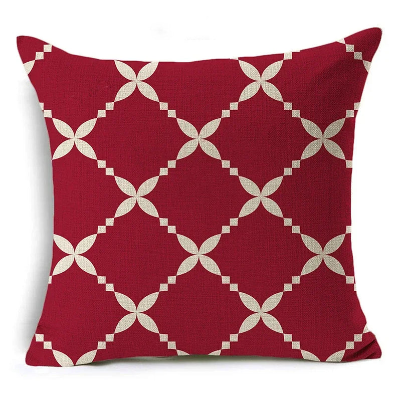 Geometric Linen Seat Cover 45x45cm for Home Decor - Axyaa