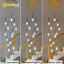 Axyaa Gold Crystal Raindrop Spiral Ceiling Chandelier for Staircase Foyer