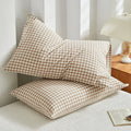 Axyaa Soft Cotton Pillowcase Chequer Grid Pattern 48x74cm Bedding Pillow Cover Set