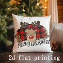 Axyaa Merry Christmas Reindeer Pillow Cover - Rectangular Cushion for Sofa, Bedroom, Car
