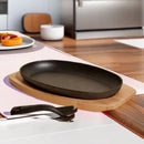 Axyaa Cast Iron Skillet Set with Tray and Spatula, Kitchen Essential for Grilled Fish