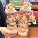 Axyaa Kids Capybara Double Drink Tritan Space Cup with Handle and Straw