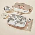 Axyaa Stainless Steel Divided Lunch Box Set with Cutlery