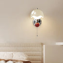 Axyaa Mushroom Wall Lamp | Cream Style LED Lighting Fixture | Nordic Design with Pull Switch