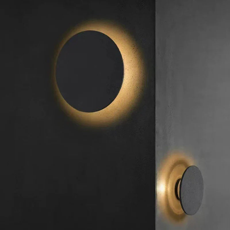 Axyaa Circular Cement Wall Lamp Gray Sconce Light for Modern Home Decor