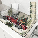 Axyaa Coffee Mat: Christmas Absorbent Draining Mat with Rubber Backing