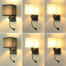 Axyaa LED Fabric Lampshade with USB Port and Adjustable Angle Spotlight