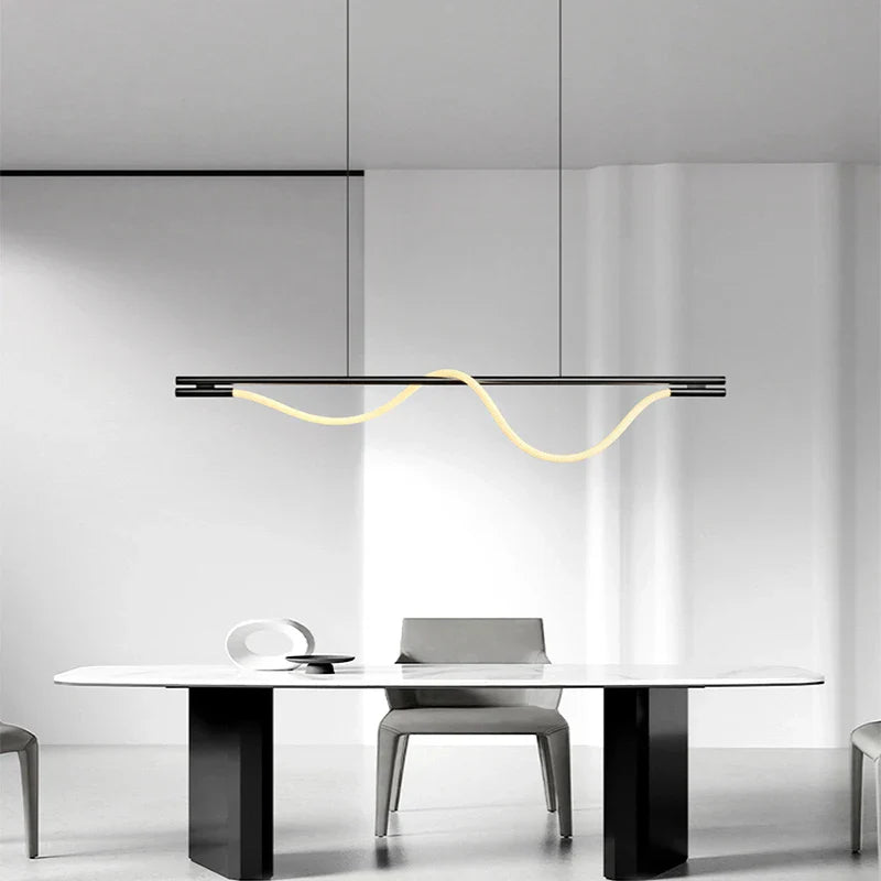 Axyaa Black Metal Bar Office Chandelier - Minimalist Nordic Design