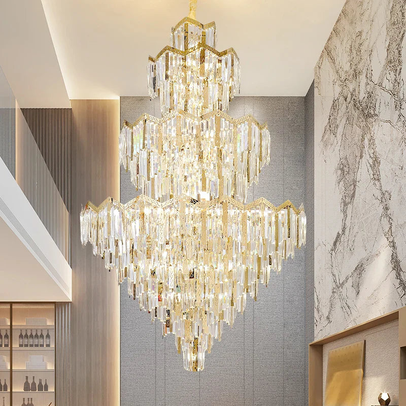 Axyaa European Style Crystal Chandelier for Villa Living Room, Luxury Post-Modern Design