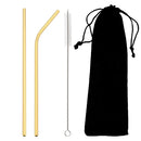 Axyaa Gold Stainless Steel Straw Set with Bag & Brush
