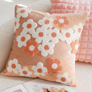 Axyaa Floral Embroidered Pillowcase - Green Yellow Cotton Cushion Cover