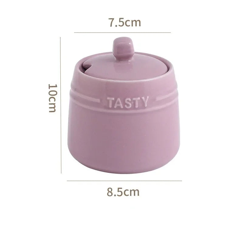 Axyaa Ceramic Condiment Jar Set with Lid, Spoon, Sugar Bowl, Salt Jars