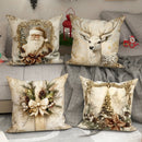 Axyaa Christmas Pillowcase Set for Home Decor - Santa Claus Reindeer Tree Design