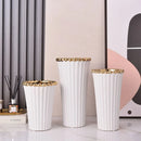 Axyaa Crown Ceramic Vase, Gold Black White, Modern Flower Ware, Home Decor Ornaments