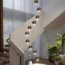 Axyaa Crystal Chandelier Stair Pendant Living Room Interior Lighting