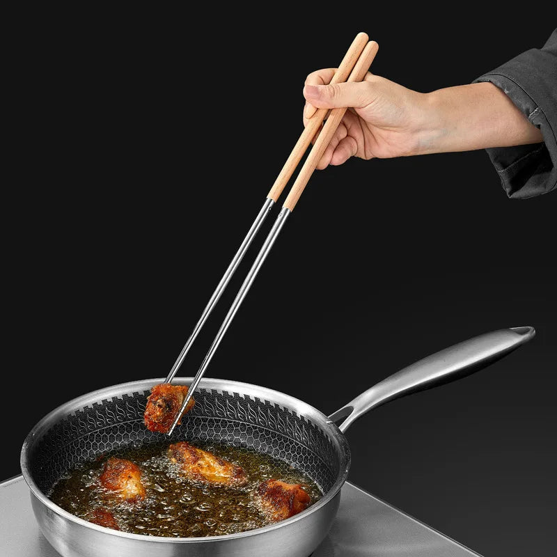 Axyaa Stainless Steel Extra Long Cooking Chopsticks for Noodles, Frying, Chinese Cuisine