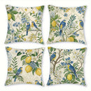 Axyaa Lemon Bird Pattern Printed Pillow Covers, Set of 4, 18 x 18inch
