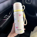 Axyaa Kawaii Hearts Stainless Steel Thermal Water Bottle 550ml - Leak-Proof Thermos Tumbler