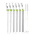 Axyaa Flower Glass Straw Set - 6pcs for Juice Smoothies Milk Party Bar