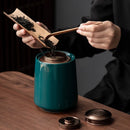 Axya Ceramic Tea Caddy Large Metal Cap Airtight Kitchen Canister Storage