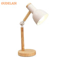 Axyaa Round Wood Bottom Adjustable Reading Table Lamp - Children's Eye Protection Lamp - Bedroom Study Desk Lamp