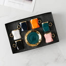 Axya Gold Ceramic Coffee Cup and Saucer Set, High-Grade Tea Dishes, Trendy Design