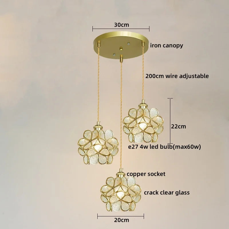 Axyaa Glass LED Pendant Lights Modern Hanging Lamp for Home Decor