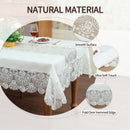 Axyaa Luxury White Lace Tablecloth Rectangle Waterproof Table Cover Dining Wedding