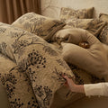 Luxury Milk Velvet Bedding Set, Floral Duvet Cover, Warm Flannel Fleece Linens