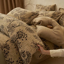 Luxury Milk Velvet Bedding Set, Floral Duvet Cover, Warm Flannel Fleece Linens