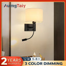 Axyaa LED Rotating Angle Wall Light with Fabric Lampshade for Bedroom and Living Room