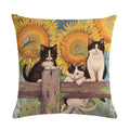 Axyaa Cute Cat Pet Pattern Pillow Cover Linen Throw Pillow 45*45cm