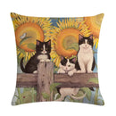 Axyaa Cute Cat Pet Pattern Pillow Cover Linen Throw Pillow 45*45cm