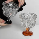 Axyaa Retro Embossed Tall Glass Goblet Nordic Style Coffee Cup Home Decor