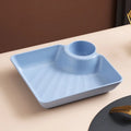 Axyaa Large Square Divided Dumpling Plate & Vinegar Space Organizer